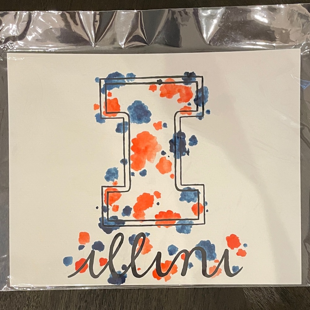 Original Watercolor Illini Painting